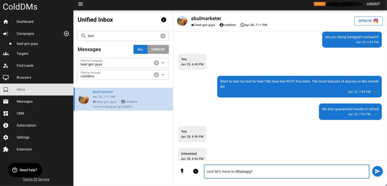 ColdDMs unified inbox